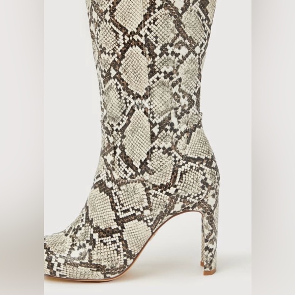 Lulu's Black and White Snakeskin Heeled Boots - Picture 3 of 4
